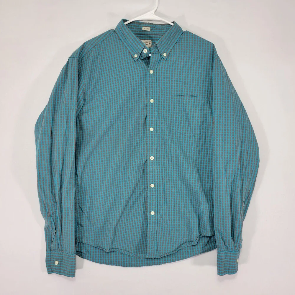 J.Crew Men's Button Down Quality Woven‎ Shirt Size XL Slim Fit Checked